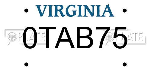 0TAB75 Virginia License Plate