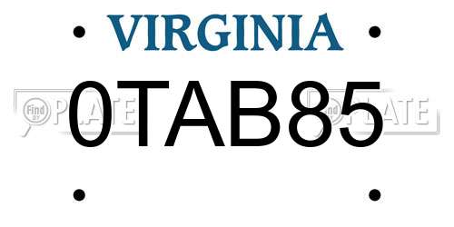 0TAB85 Virginia License Plate
