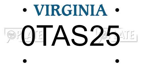 0TAS25 Virginia License Plate