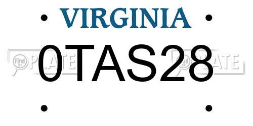 0TAS28 Virginia License Plate