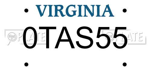 0TAS55 Virginia License Plate