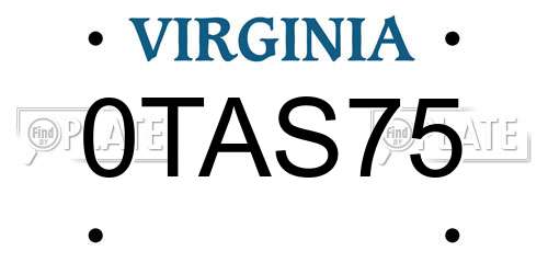 0TAS75 Virginia License Plate