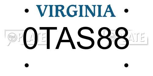 0TAS88 Virginia License Plate