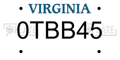 0TBB45 Virginia License Plate