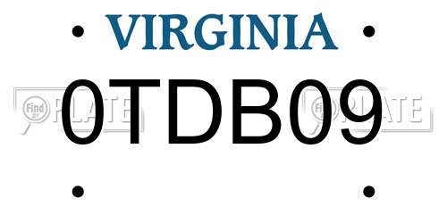0TDB09 Virginia License Plate