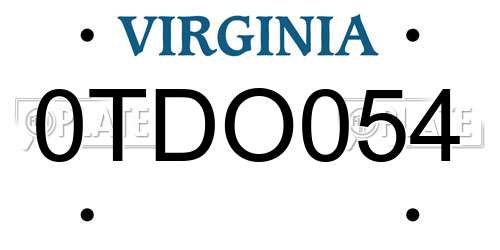 0TDO054 Virginia License Plate