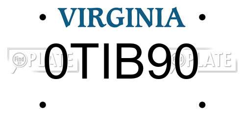 0TIB90 Virginia License Plate