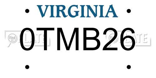 0TMB26 Virginia License Plate