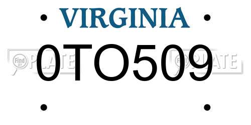0TO509 Virginia License Plate