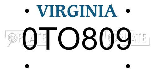 0TO809 Virginia License Plate