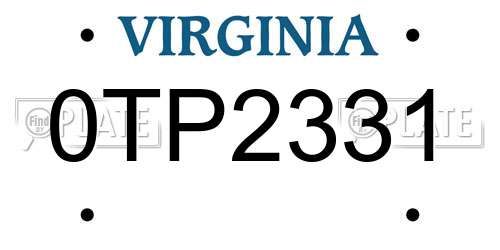 0TP2331 Virginia License Plate