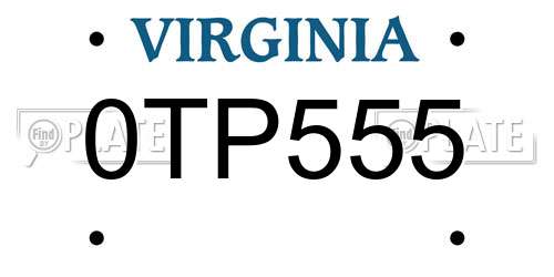 0TP555 Virginia License Plate