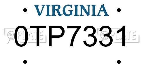 0TP7331 Virginia License Plate