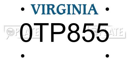 0TP855 Virginia License Plate