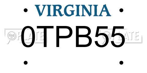 0TPB55 Virginia License Plate