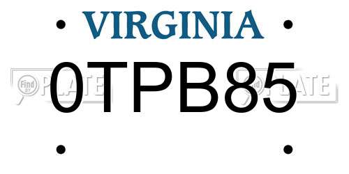 0TPB85 Virginia License Plate