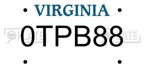 0TPB88 Virginia License Plate