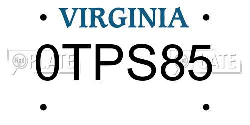 0TPS85 Virginia License Plate