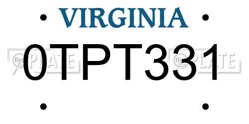 0TPT331 Virginia License Plate