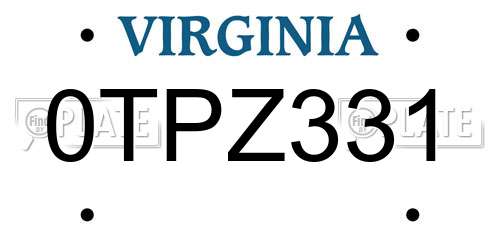 0TPZ331 Virginia License Plate