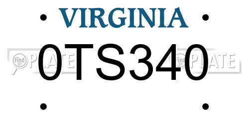 0TS340 Virginia License Plate