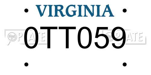 0TT059 Virginia License Plate