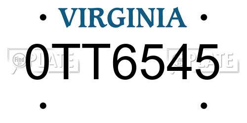 0TT6545 Virginia License Plate