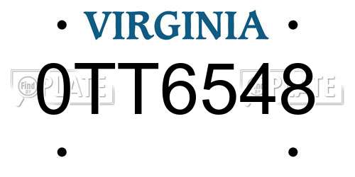 0TT6548 Virginia License Plate