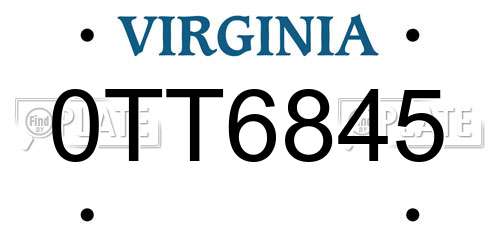 0TT6845 Virginia License Plate