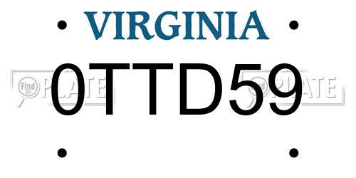 0TTD59 Virginia License Plate