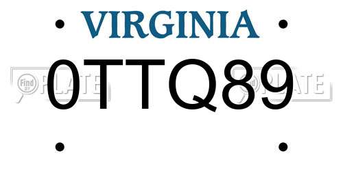 0TTQ89 Virginia License Plate