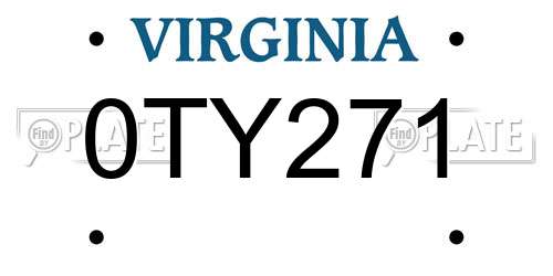 0TY271 Virginia License Plate