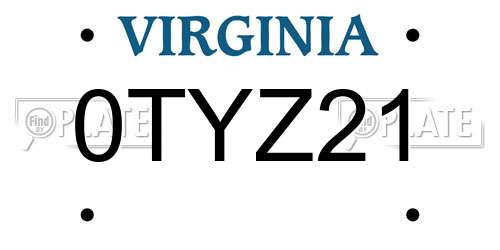 0TYZ21 Virginia License Plate