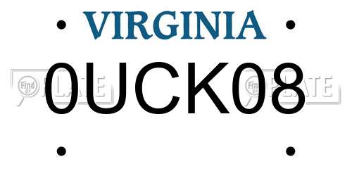 0UCK08 Virginia License Plate