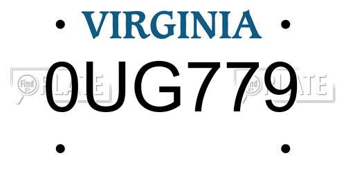 0UG779 Virginia License Plate