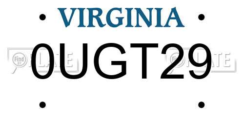 0UGT29 Virginia License Plate