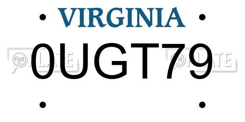0UGT79 Virginia License Plate