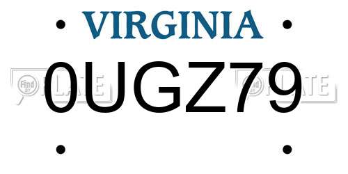 0UGZ79 Virginia License Plate