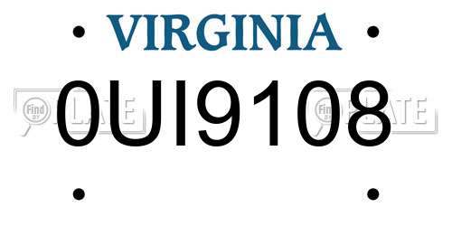 0UI9108 Virginia License Plate