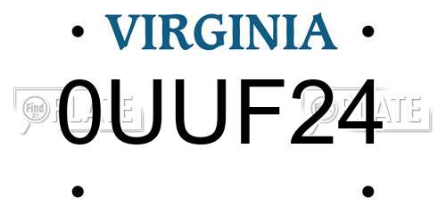 0UUF24 Virginia License Plate