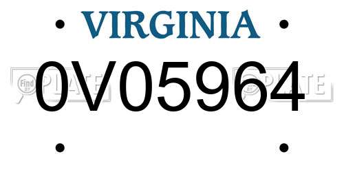 0V05964 Virginia License Plate