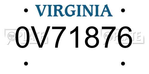 0V71876 Virginia License Plate
