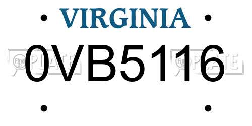 0VB5116 Virginia License Plate