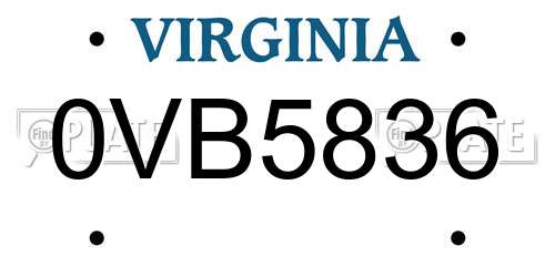 0VB5836 Virginia License Plate