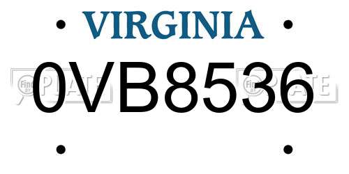 0VB8536 Virginia License Plate