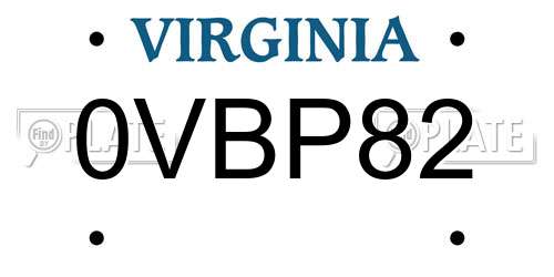 0VBP82 Virginia License Plate