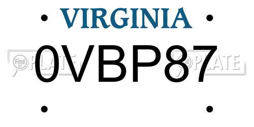 0VBP87 Virginia License Plate