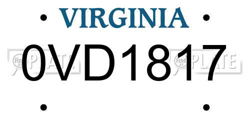 0VD1817 Virginia License Plate