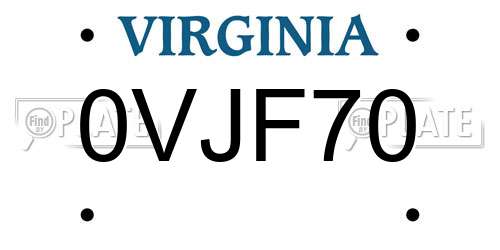 0VJF70 Virginia License Plate