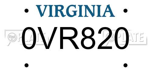 0VR820 Virginia License Plate